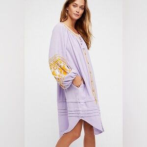 Free People In the Clear Embroidered Oversized Cotton Midi Dress